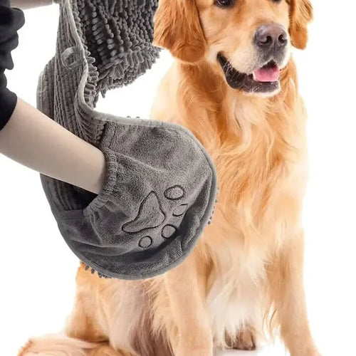 Quick Dry Dog Bath Towel with Hand Pockets