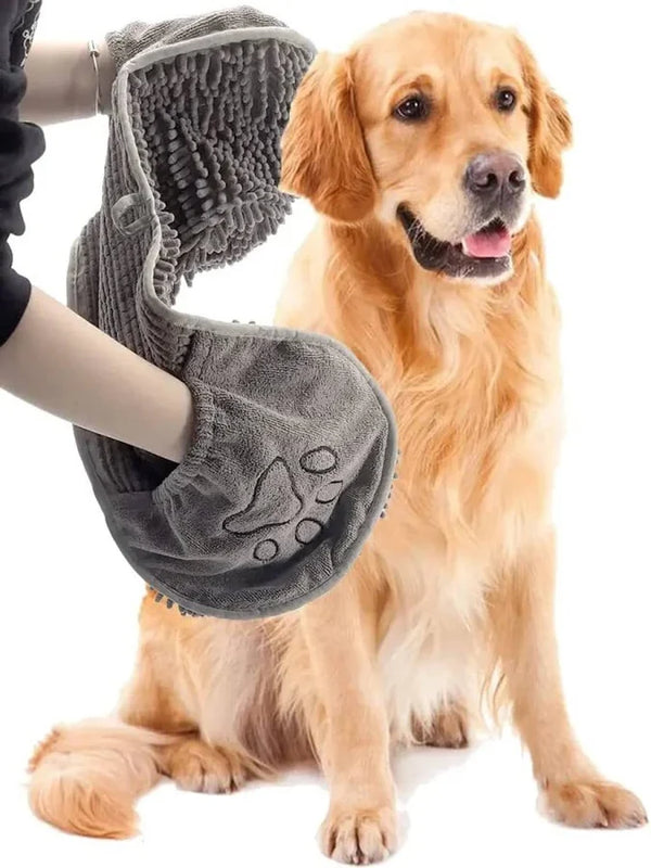 Quick Dry Dog Bath Towel with Hand Pockets