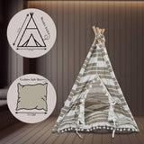 Dog & Cat Teepee Tent - Soft Pet Bed with Wooden Frame