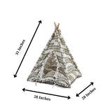 Dog & Cat Teepee Tent - Soft Pet Bed with Wooden Frame